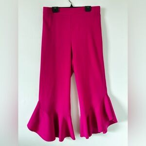 RINASCIMENTO Italy Pink Ruffled Bell Flare Capri Pants - Size Large